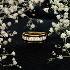 Natural Diamond and Enamel Wedding Band for Men