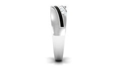 Certified Natural Diamond Mens Wedding Band with Black Enamel