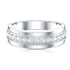 Lab Grown Diamond Half Eternity Mens Wedding Band