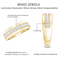 Lab Grown Diamond Half Eternity Mens Wedding Band