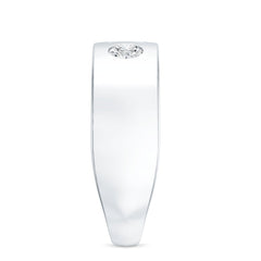 Classic Moissanite Mens Wedding Band with Black Enamel