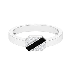 Certified Natural Diamond Mens Engagement Ring with Black Enamel