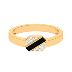 Certified Natural Diamond Mens Engagement Ring with Black Enamel