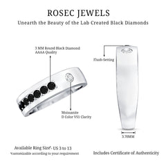 Moissanite and Lab Grown Black Diamond Wedding Band
