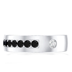 Moissanite and Lab Grown Black Diamond Wedding Band