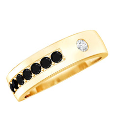 Moissanite and Lab Grown Black Diamond Wedding Band