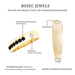Moissanite and Lab Grown Black Diamond Wedding Band