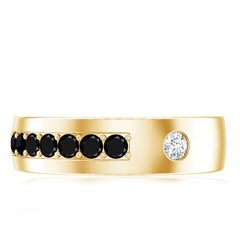 Moissanite and Lab Grown Black Diamond Wedding Band