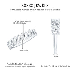 Natural Diamond Marquise Half Eternity Ring for Women