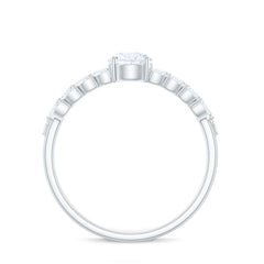 Round Shape Moissanite Engagement Ring with Marquise Side Stones