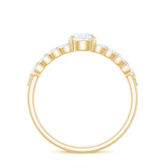 Round Shape Moissanite Engagement Ring with Marquise Side Stones