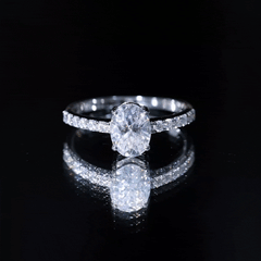 Certified 6X8 MM Moissanite Oval Engagement Ring With Side Stones