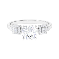 Round Cut Moissanite Antique Looking Engagement Ring