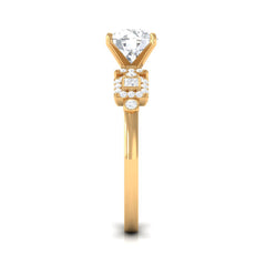 Round Cut Moissanite Antique Looking Engagement Ring