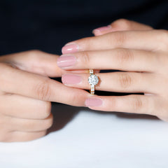 Round Cut 2 CT Moissanite Solitaire Engagement Ring with Side Stones