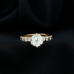 Round Cut 2 CT Moissanite Solitaire Engagement Ring with Side Stones