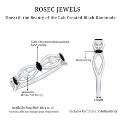 Lab Created Black Diamond Promise Ring with Moissanite