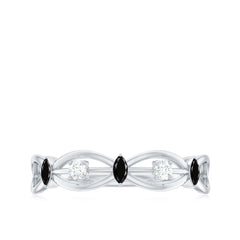 Lab Created Black Diamond Promise Ring with Moissanite