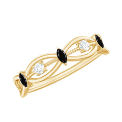 Lab Created Black Diamond Promise Ring with Moissanite