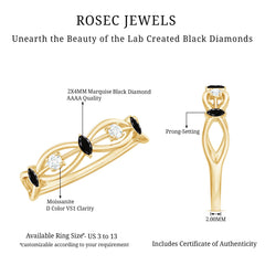 Lab Created Black Diamond Promise Ring with Moissanite