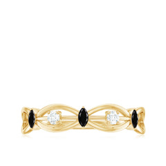 Lab Created Black Diamond Promise Ring with Moissanite