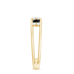Princess Cut Lab Created Black Diamond Band Ring with Diamond