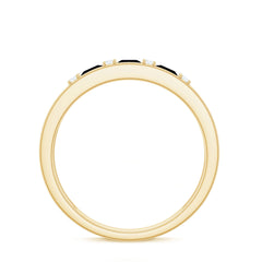 Princess Cut Lab Created Black Diamond Band Ring with Diamond