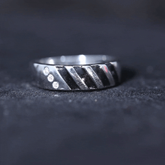 Real Diamond Enamel Band Ring in Flush Setting