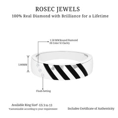 Real Diamond Enamel Band Ring in Flush Setting