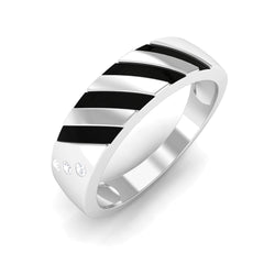 Real Diamond Enamel Band Ring in Flush Setting