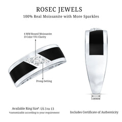 Classic Moissanite Mens Wedding Band Ring