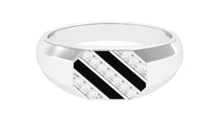 Classic Diamond Mens Engagement Ring with Black Enamel