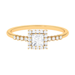 Certified Princess Cut Moissanite Engagement Ring with Halo