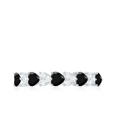 3/4 CT Created Black Diamond Heart Half Eternity Ring with Diamond