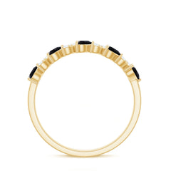 3/4 CT Created Black Diamond Heart Half Eternity Ring with Diamond