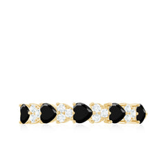 3/4 CT Created Black Diamond Heart Half Eternity Ring with Diamond