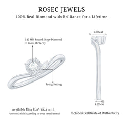 Certified Real Diamond Curved Promise Ring