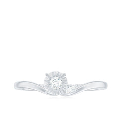 Certified Real Diamond Curved Promise Ring