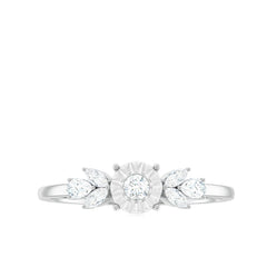 Nature Inspired Diamond Leaf Promise Ring for Women
