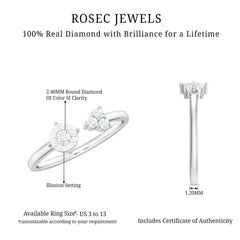 Certified Natural Diamond Cuff Ring for Women