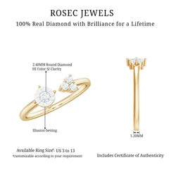 Certified Natural Diamond Cuff Ring for Women