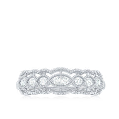 Vintage Inspired Natural Diamond Anniversary Ring