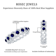 1/2 CT Certified Blue Sapphire Twisted Half Eternity Ring