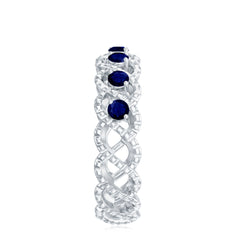 1/2 CT Certified Blue Sapphire Twisted Half Eternity Ring