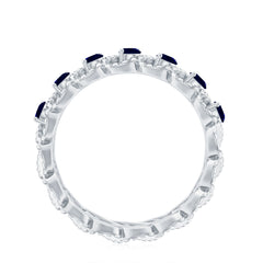 1/2 CT Certified Blue Sapphire Twisted Half Eternity Ring