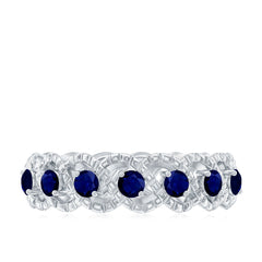 1/2 CT Certified Blue Sapphire Twisted Half Eternity Ring