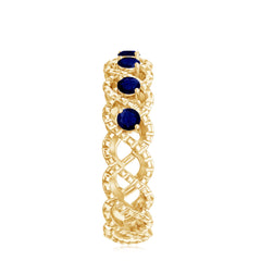 1/2 CT Certified Blue Sapphire Twisted Half Eternity Ring