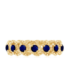 1/2 CT Certified Blue Sapphire Twisted Half Eternity Ring