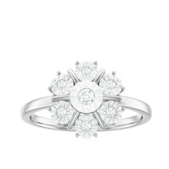 Natural Diamond Cluster Engagement Ring in Illusion Setting