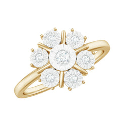 Natural Diamond Cluster Engagement Ring in Illusion Setting